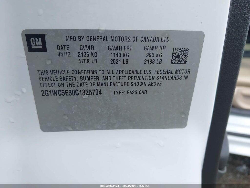 2G1WC5E30C1325704 2012 CHEVROLET IMPALA photo no. 9