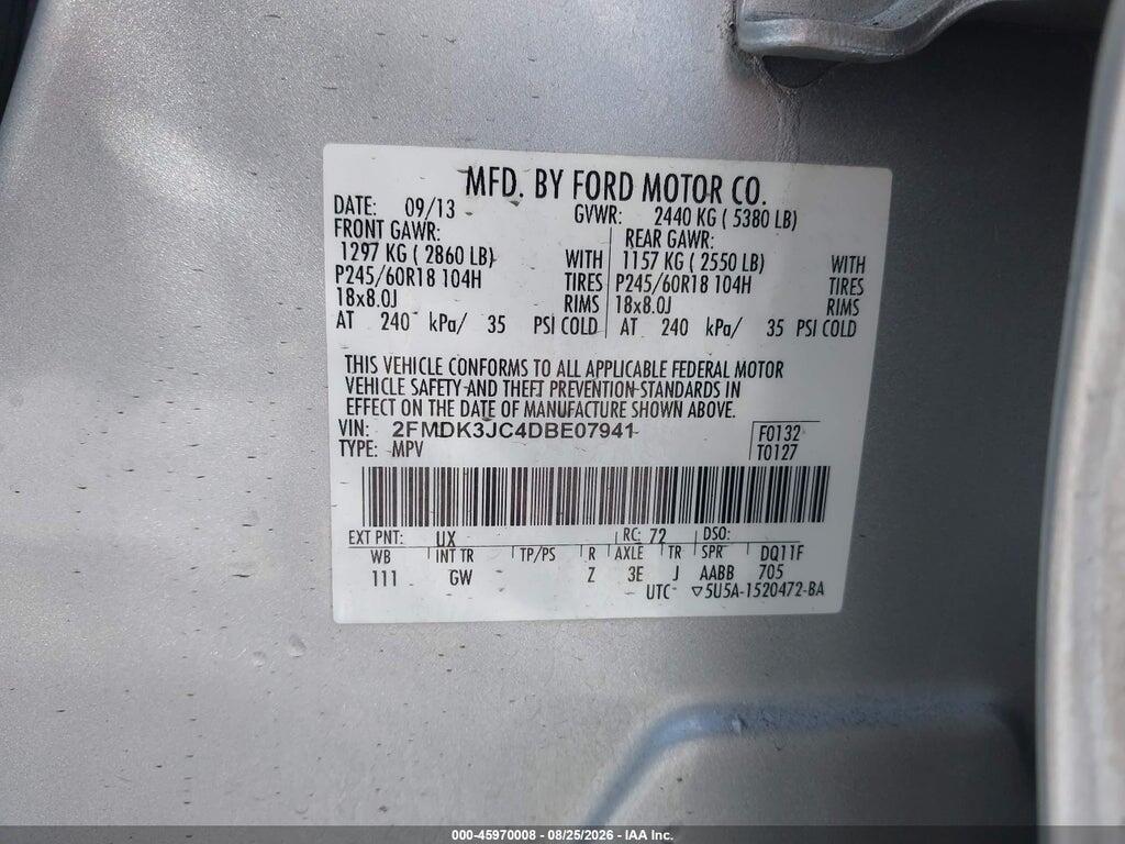2FMDK3JC4DBE07941 2013 FORD EDGE photo no. 9