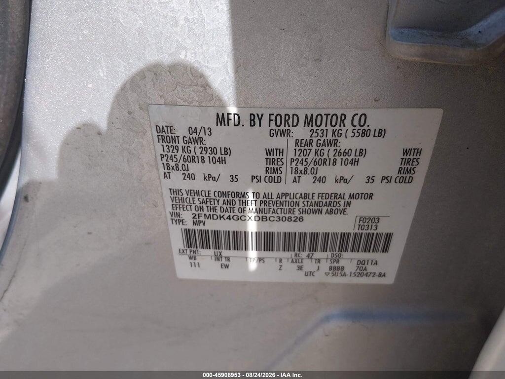 2FMDK4GCXDBC30826 2013 FORD EDGE photo no. 9