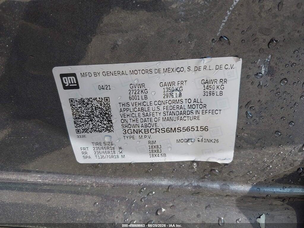 3GNKBCRS6MS565156 2021 CHEVROLET BLAZER photo no. 9