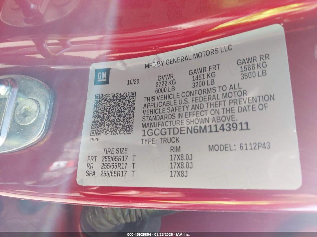 1GCGTDEN6M1143911 2021 CHEVROLET COLORADO photo no. 9