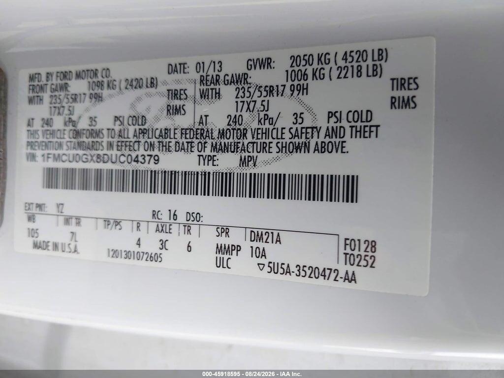 1FMCU0GX8DUC04379 2013 FORD ESCAPE photo no. 9
