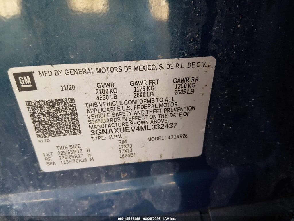 3GNAXUEV4ML332437 2021 CHEVROLET EQUINOX photo no. 9