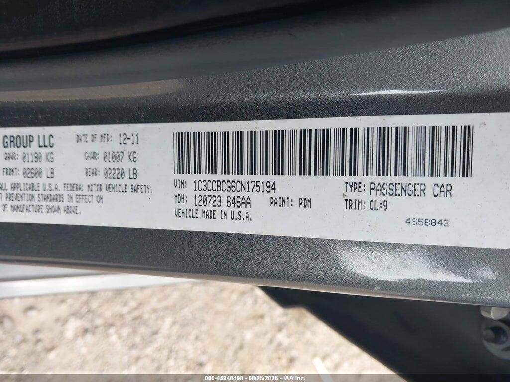1C3CCBCG6CN175194 2012 CHRYSLER 200 photo no. 9