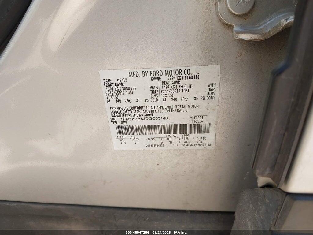 1FM5K7B82DGC83148 2013 FORD EXPLORER photo no. 9