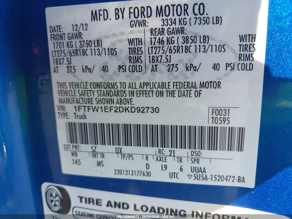 1FTFW1EF2DKD92730 2013 FORD F-150 photo no. 9