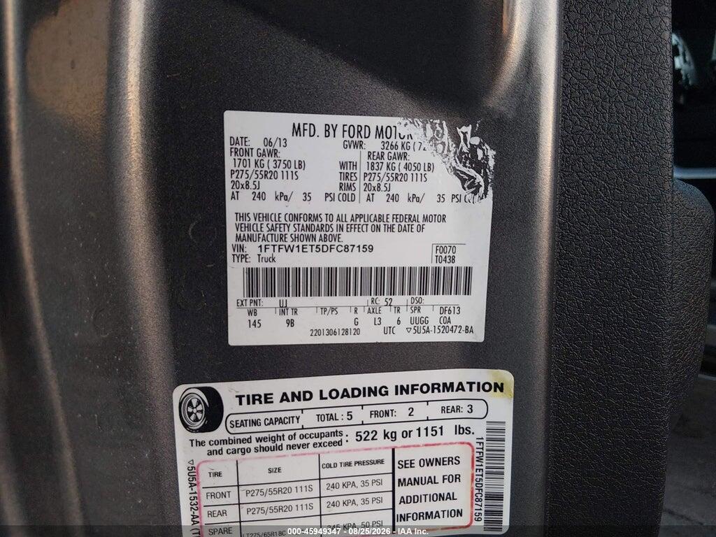 1FTFW1ET5DFC87159 2013 FORD F-150 photo no. 9