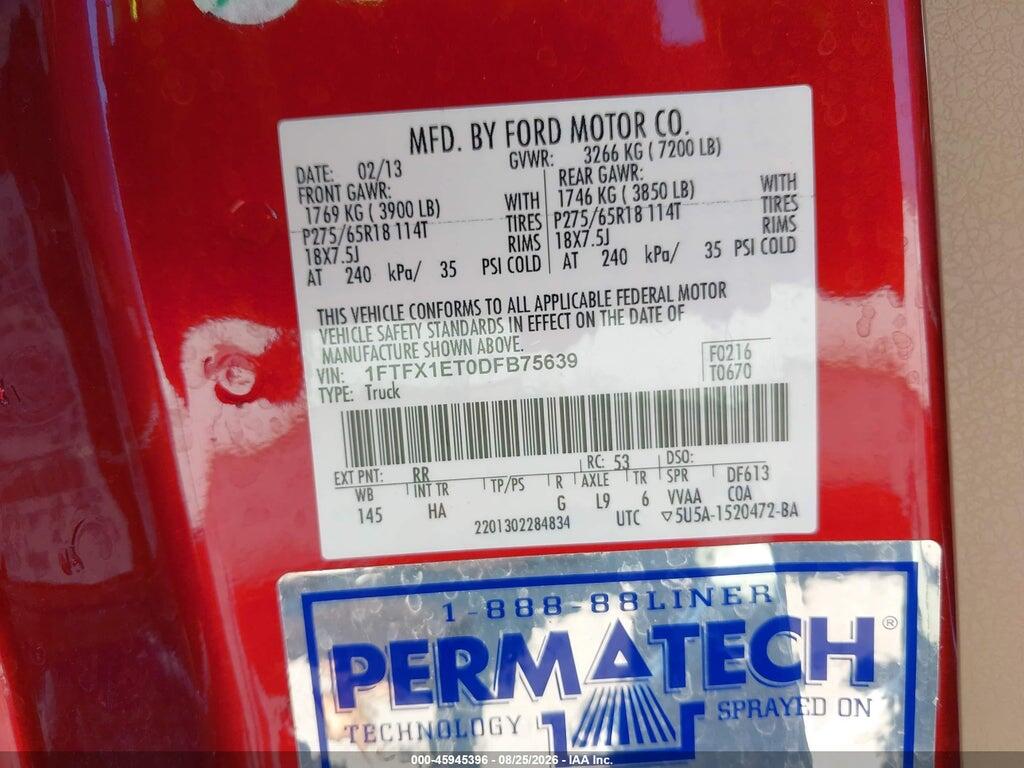 1FTFX1ET0DFB75639 2013 FORD F-150 photo no. 9