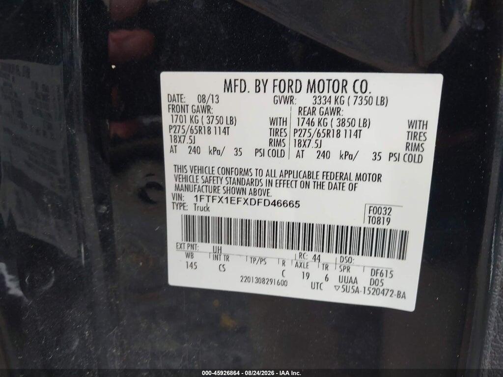 1FTFX1EFXDFD46665 2013 FORD F-150 photo no. 9
