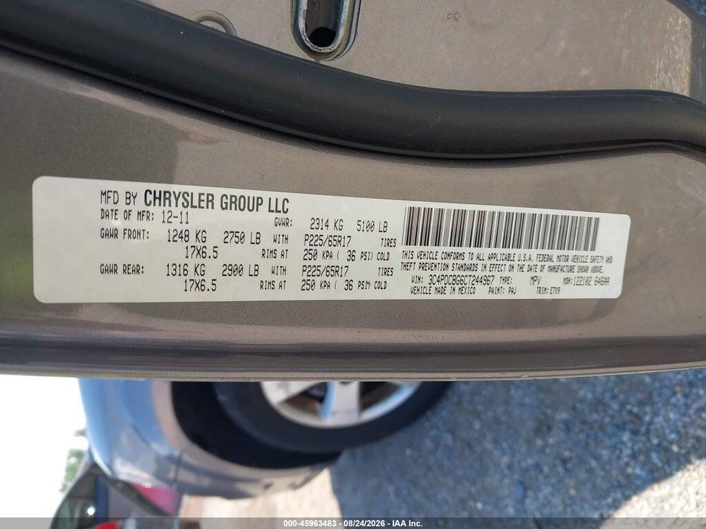3C4PDCBG6CT244967 2012 DODGE JOURNEY photo no. 9