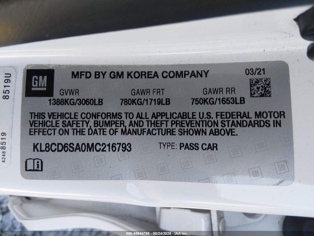 KL8CD6SA0MC216793 2021 CHEVROLET SPARK photo no. 9