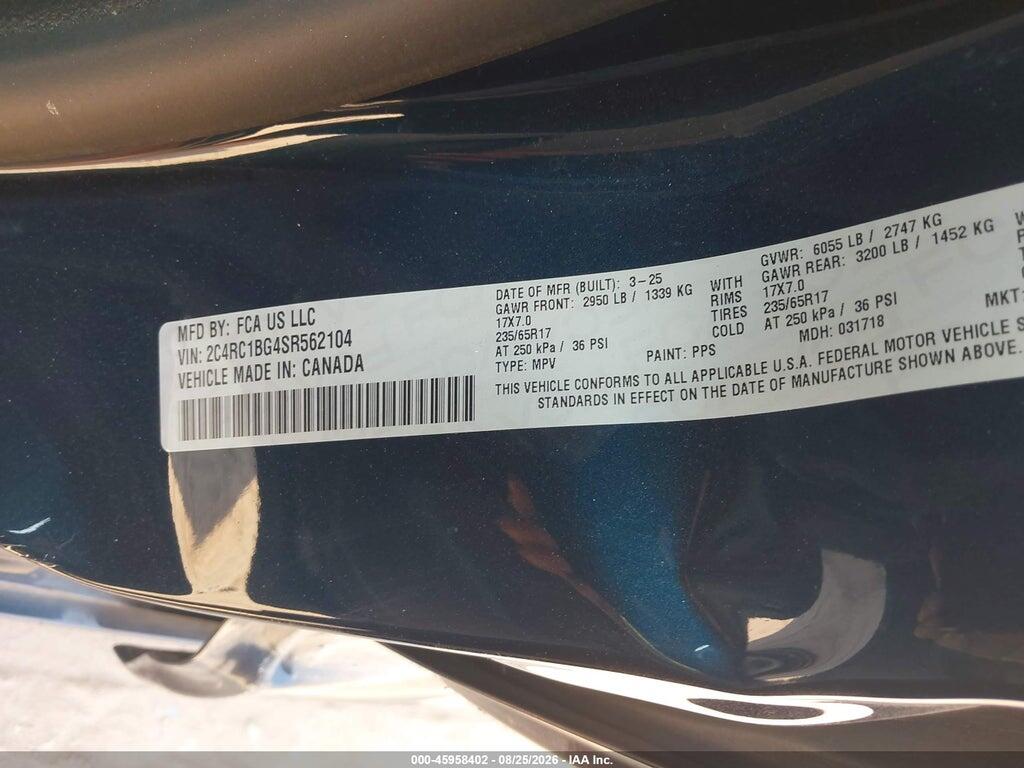 2C4RC1BG4SR562104 2025 CHRYSLER PACIFICA photo no. 9