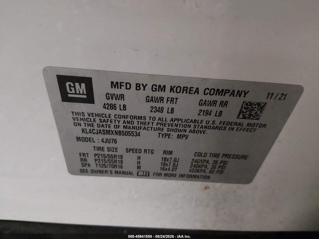 KL4CJASMXNB505534 2022 BUICK ENCORE photo no. 9