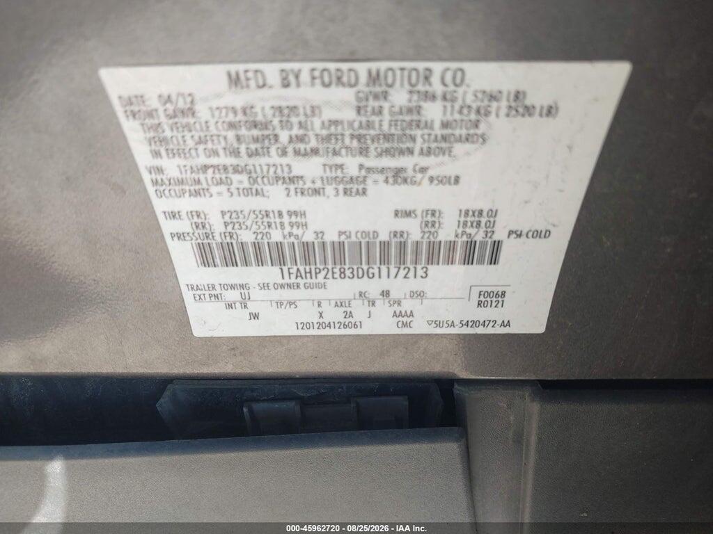 1FAHP2E83DG117213 2013 FORD TAURUS photo no. 9