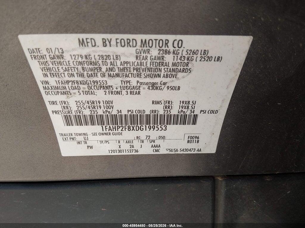 1FAHP2F8XDG199553 2013 FORD TAURUS photo no. 9