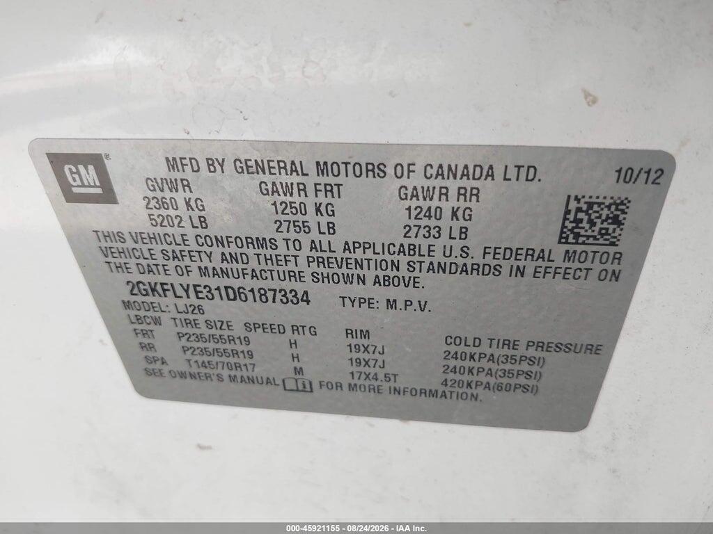 2GKFLYE31D6187334 2013 GMC TERRAIN photo no. 9