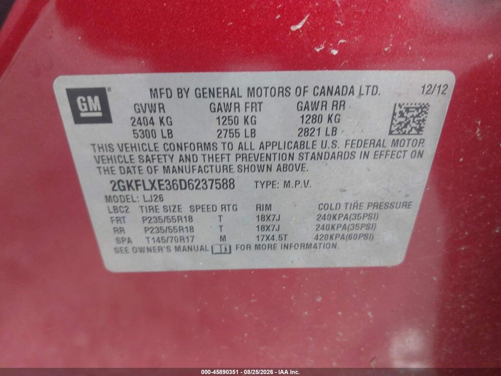 2GKFLXE36D6237588 2013 GMC TERRAIN photo no. 9