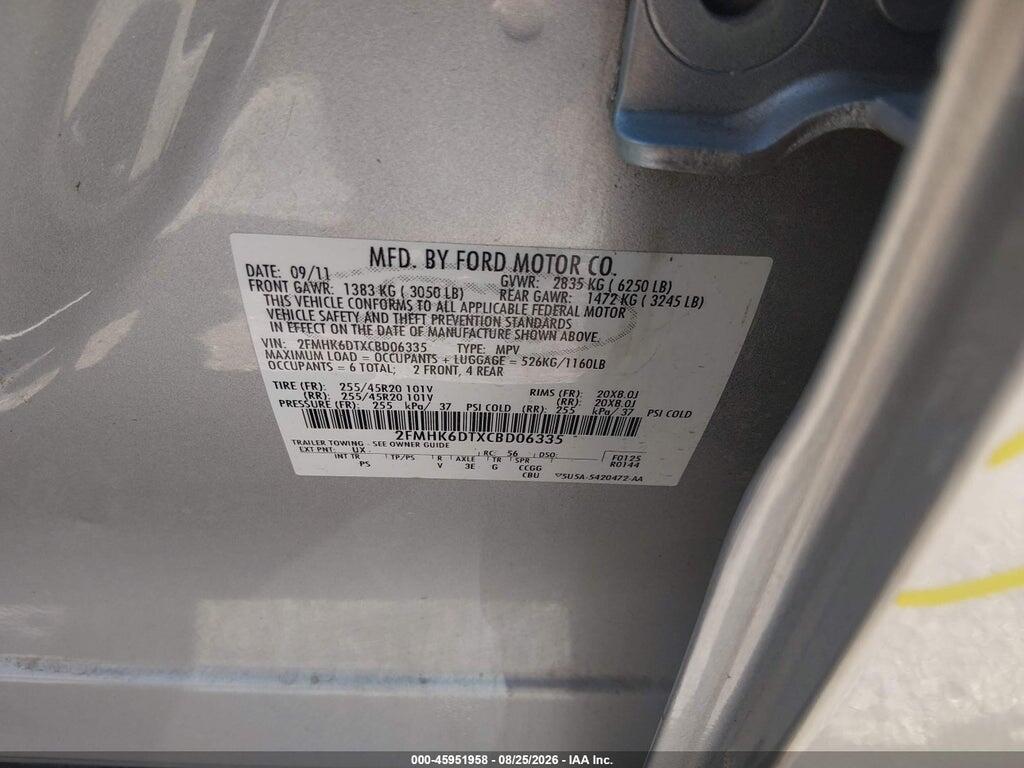 2FMHK6DTXCBD06335 2012 FORD FLEX photo no. 9