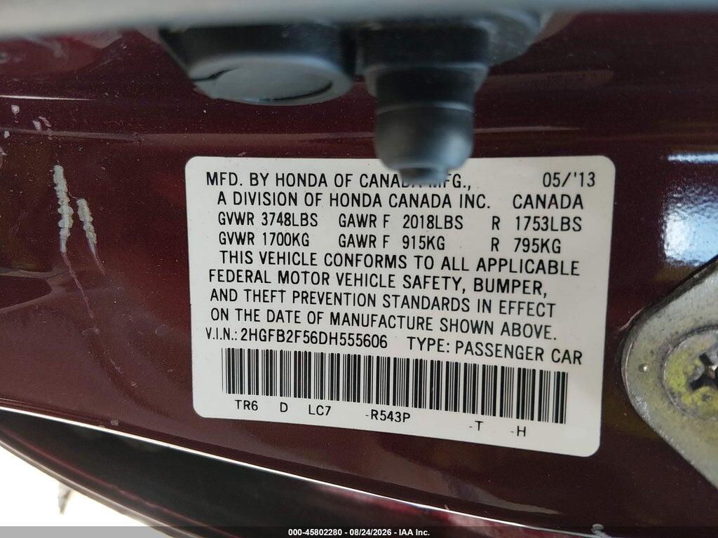 2HGFB2F56DH555606 2013 HONDA CIVIC photo no. 9