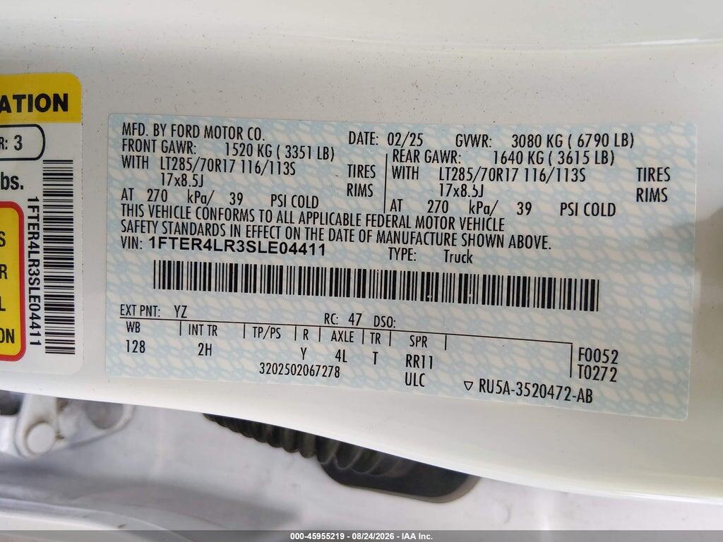 1FTER4LR3SLE04411 2025 FORD RANGER photo no. 9