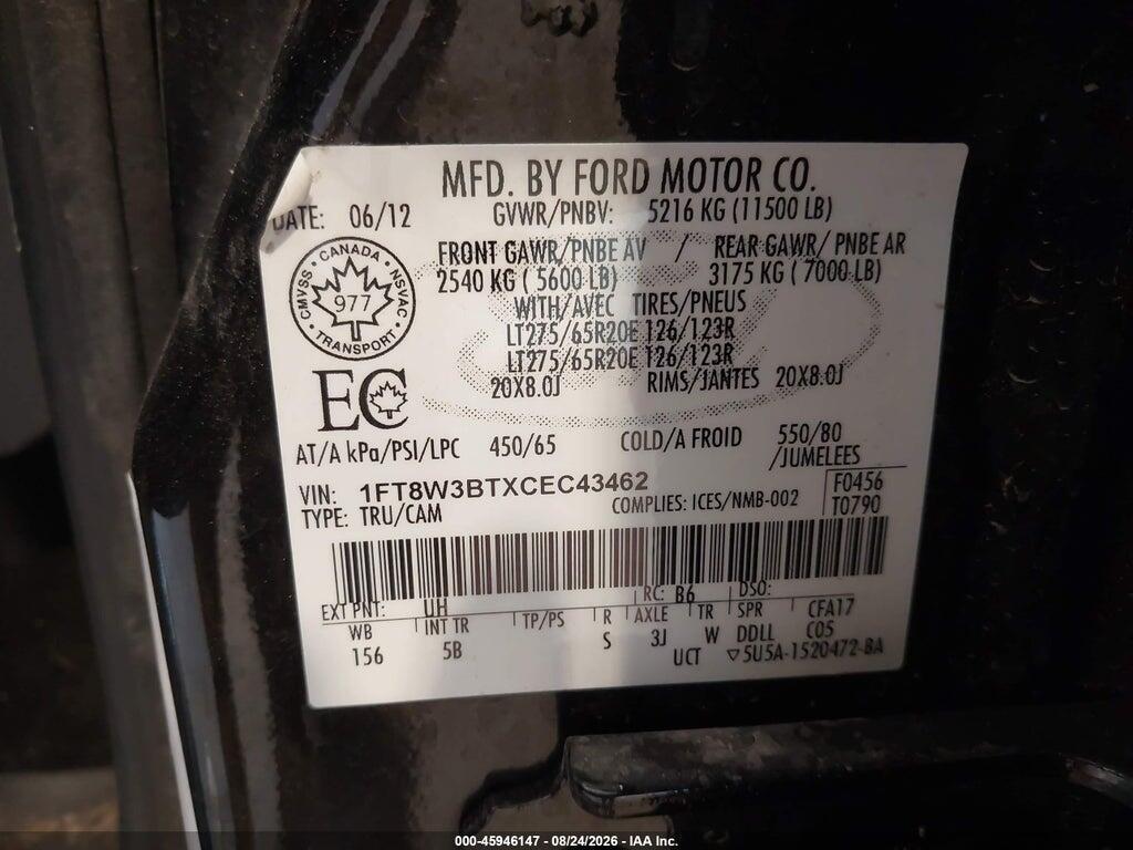 1FT8W3BTXCEC43462 2012 FORD SUPER DUTY F-350 SRW photo no. 9