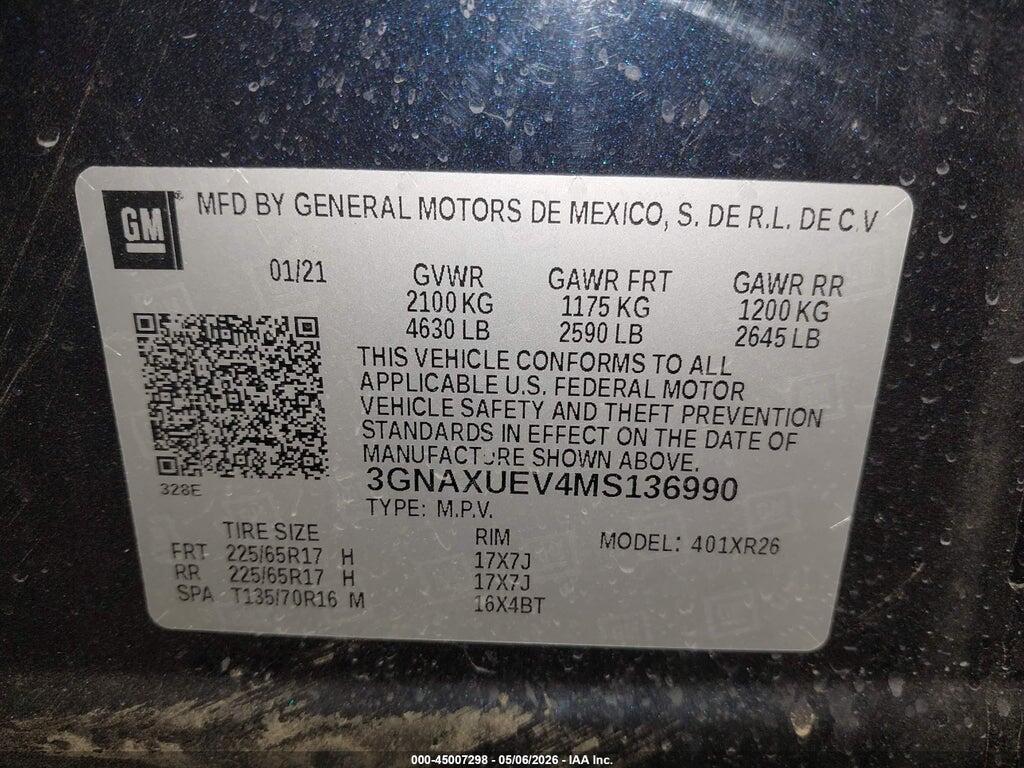3GNAXUEV4MS136990 2021 CHEVROLET EQUINOX photo no. 9