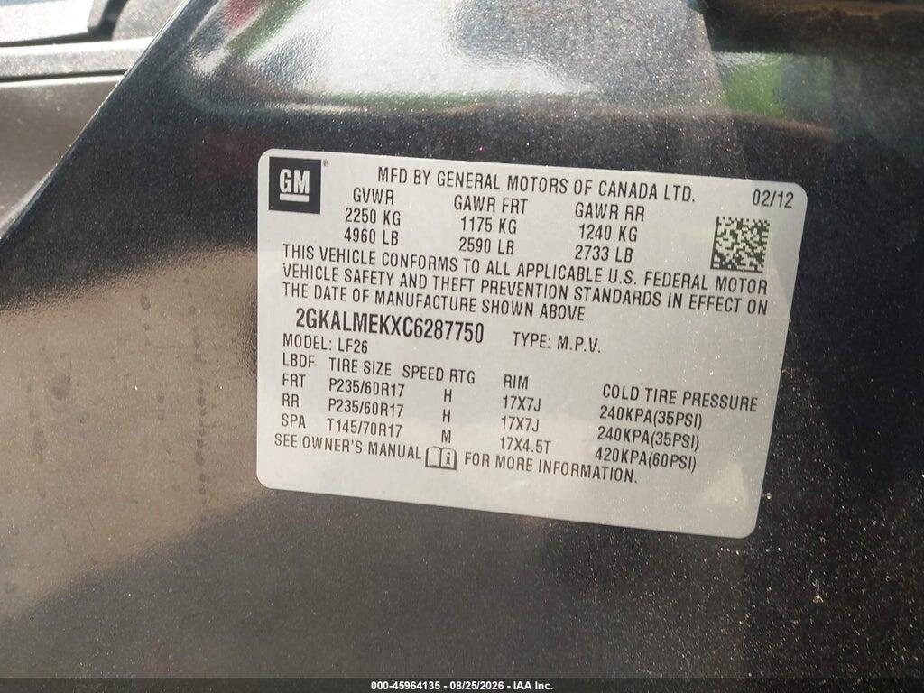 2GKALMEKXC6287750 2012 GMC TERRAIN photo no. 9