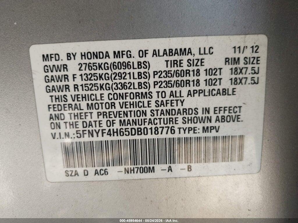 5FNYF4H65DB018776 2013 HONDA PILOT photo no. 9