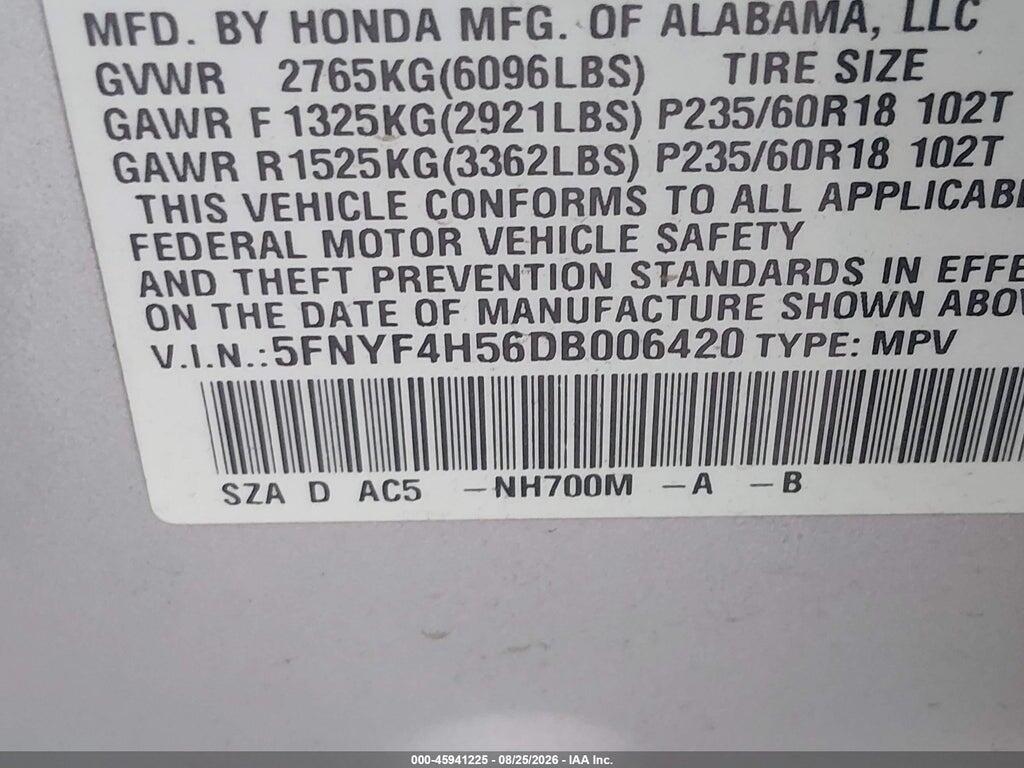 5FNYF4H56DB006420 2013 HONDA PILOT photo no. 9