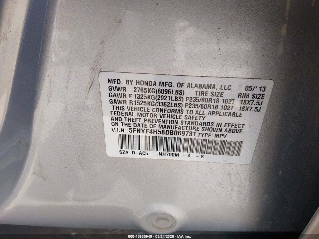 5FNYF4H58DB069731 2013 HONDA PILOT photo no. 9