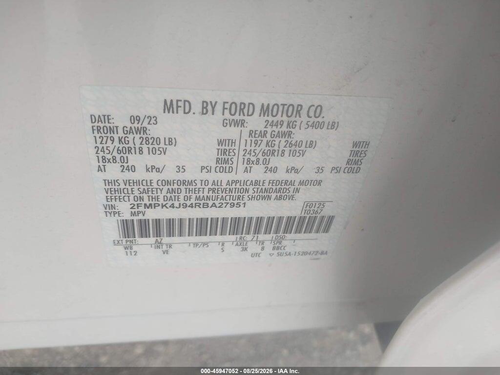 2FMPK4J94RBA27951 2024 FORD EDGE photo no. 9