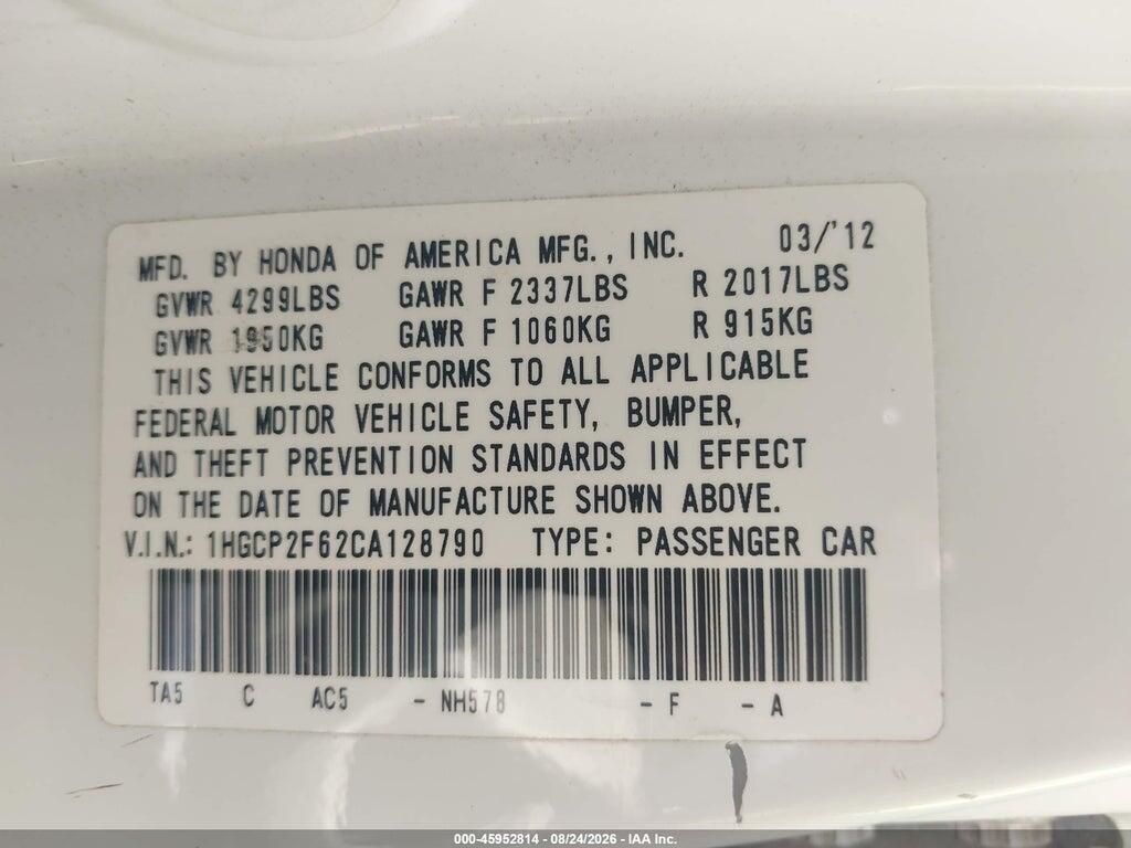 1HGCP2F62CA128790 2012 HONDA ACCORD photo no. 9