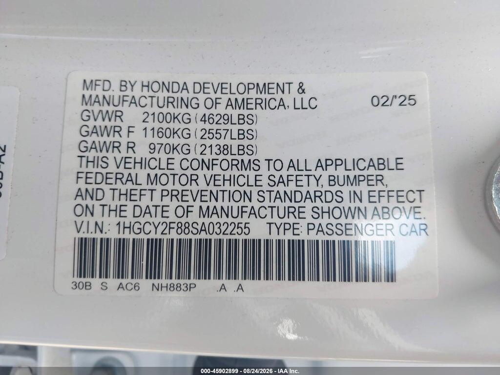 1HGCY2F88SA032255 2025 HONDA ACCORD HYBRID photo no. 9