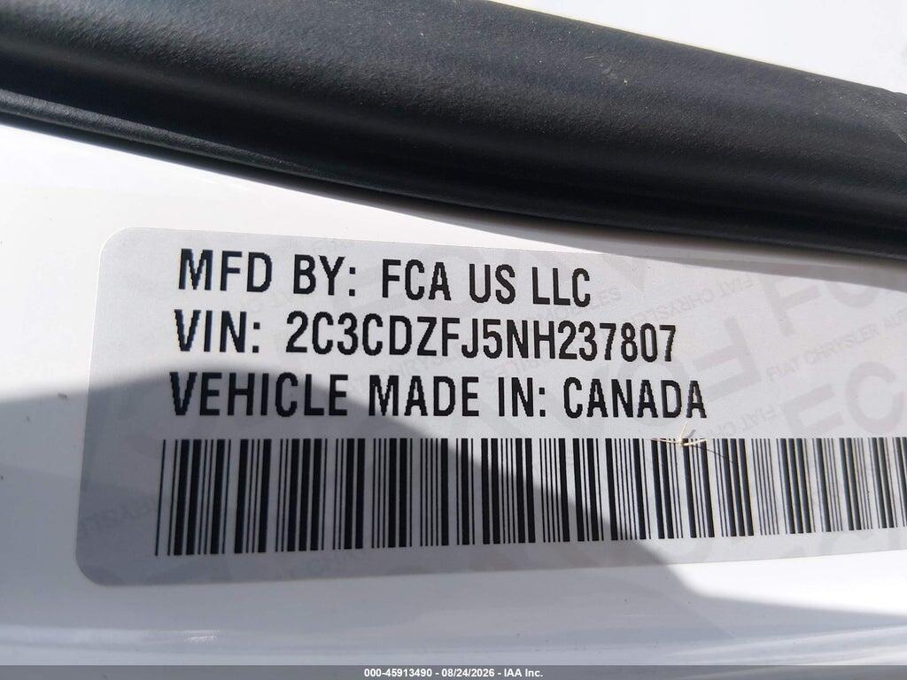2C3CDZFJ5NH237807 2022 DODGE CHALLENGER photo no. 9