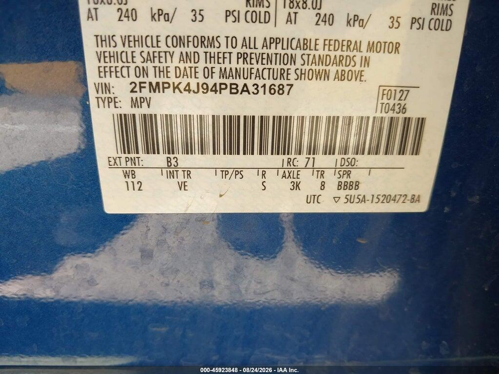 2FMPK4J94PBA31687 2023 FORD EDGE photo no. 9