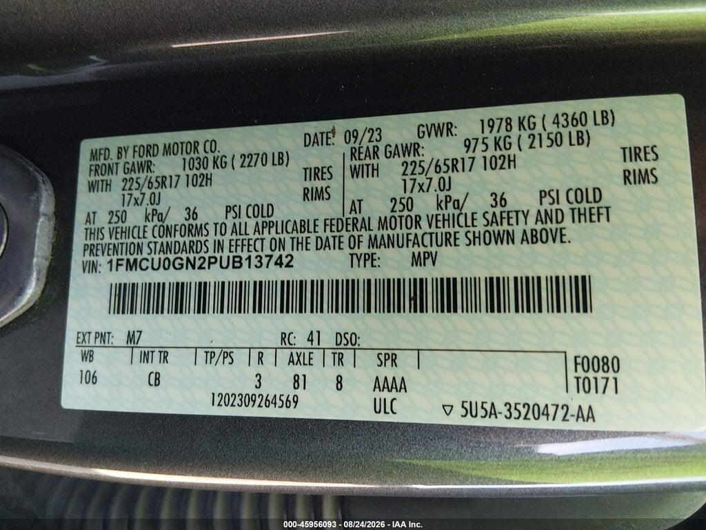 1FMCU0GN2PUB13742 2023 FORD ESCAPE photo no. 9