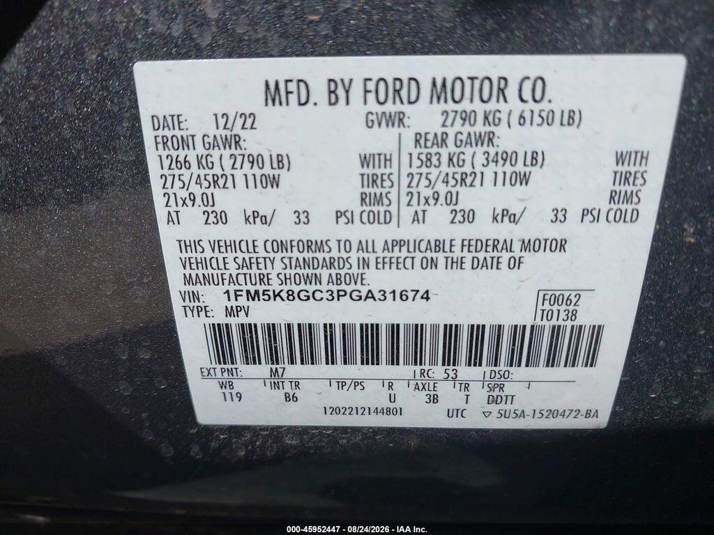 1FM5K8GC3PGA31674 2023 FORD EXPLORER photo no. 9
