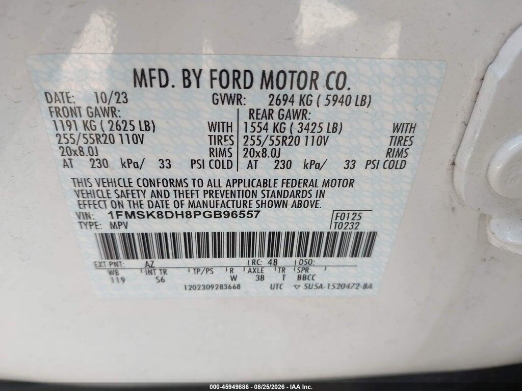 1FMSK8DH8PGB96557 2023 FORD EXPLORER photo no. 9