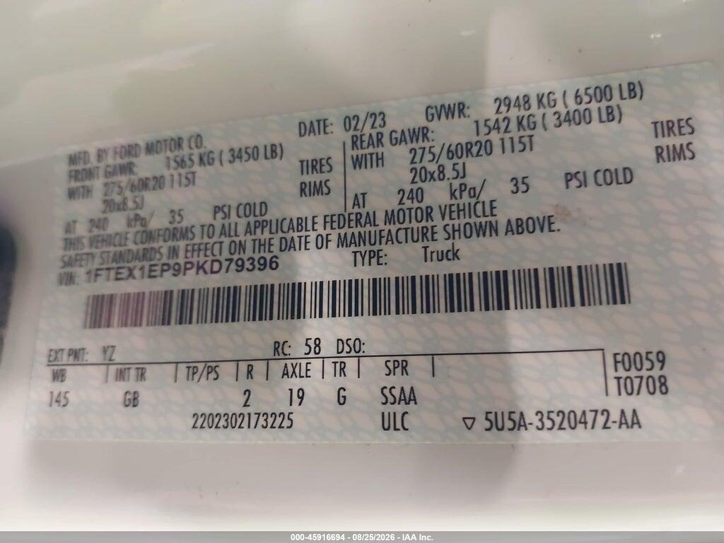 1FTEX1EP9PKD79396 2023 FORD F-150 photo no. 9