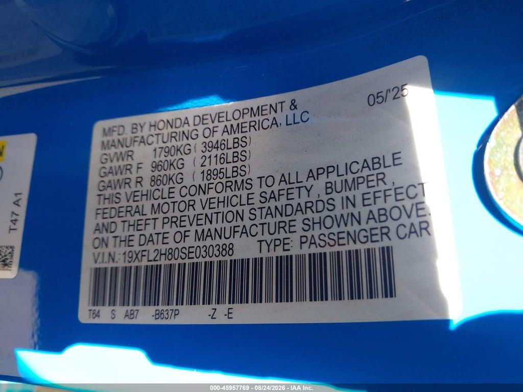 19XFL2H80SE030388 2025 HONDA CIVIC SEDAN photo no. 9