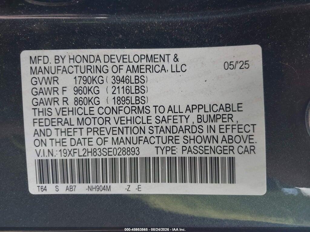 19XFL2H83SE028893 2025 HONDA CIVIC SEDAN photo no. 9