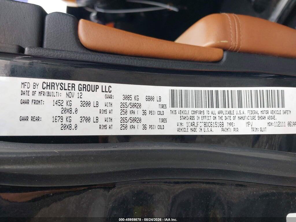 1C4RJFCT8DC615168 2013 JEEP GRAND CHEROKEE photo no. 9