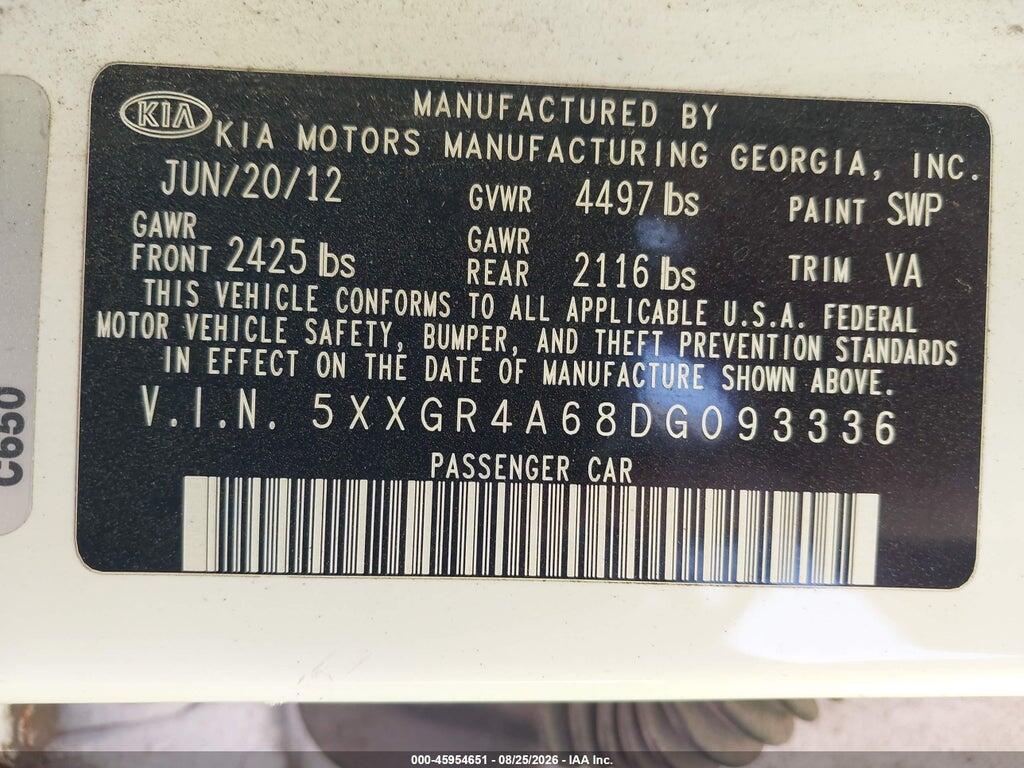 5XXGR4A68DG093336 2013 KIA OPTIMA photo no. 9