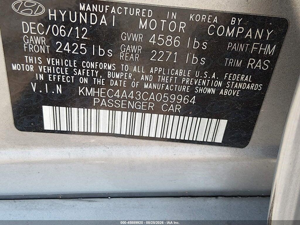 KMHEC4A43CA059964 2012 HYUNDAI SONATA HYBRID photo no. 9