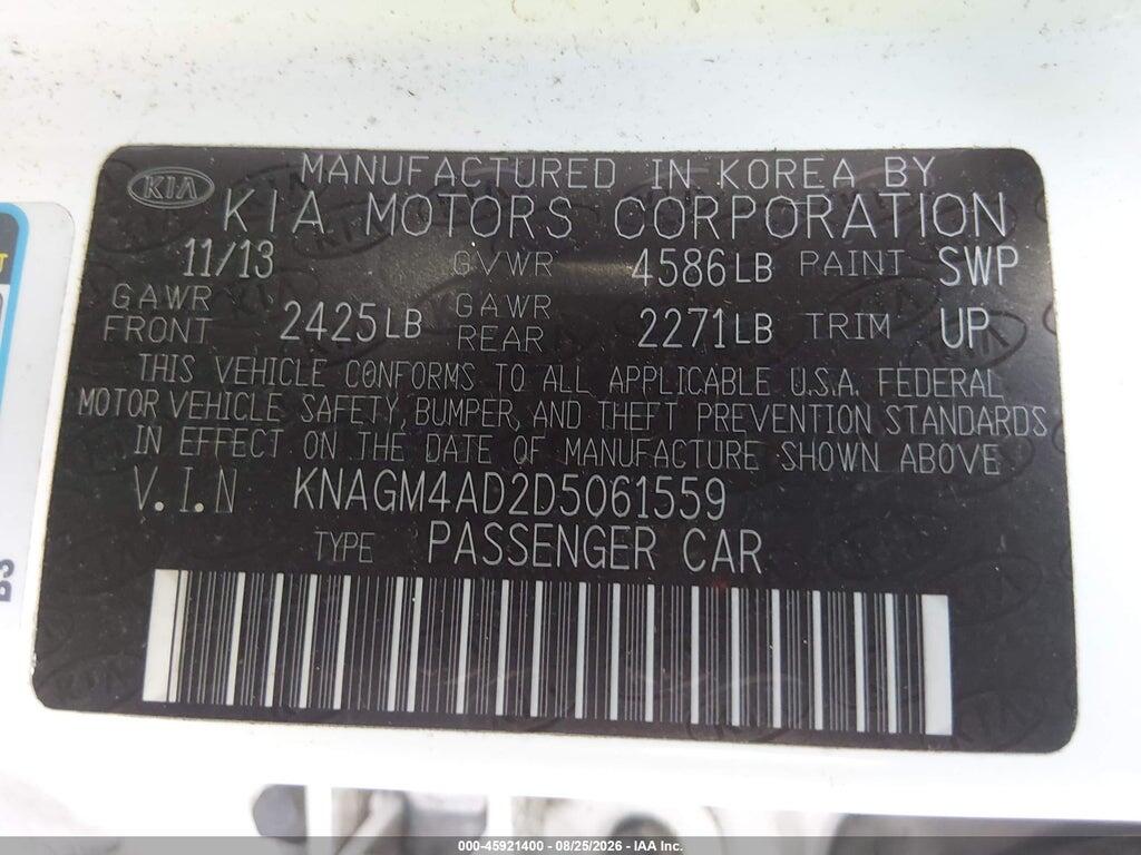 KNAGM4AD2D5061559 2013 KIA OPTIMA HYBRID photo no. 9