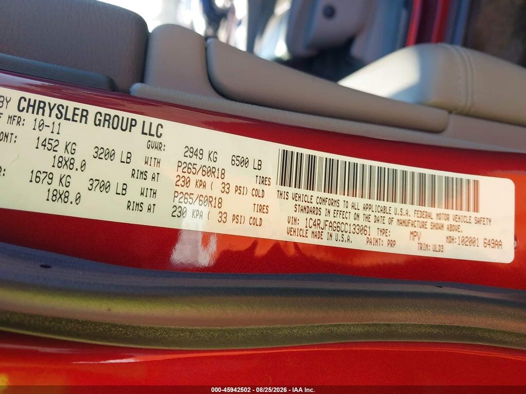 1C4RJFAG6CC133061 2012 JEEP GRAND CHEROKEE photo no. 9