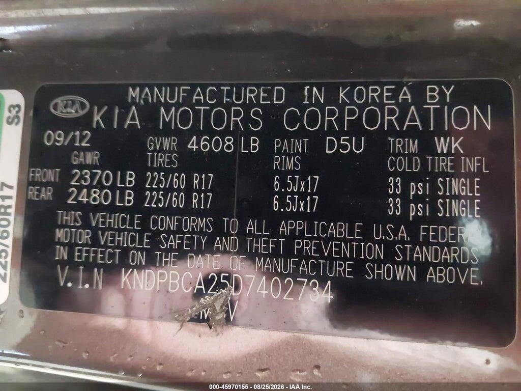 KNDPBCA25D7402734 2013 KIA SPORTAGE photo no. 9