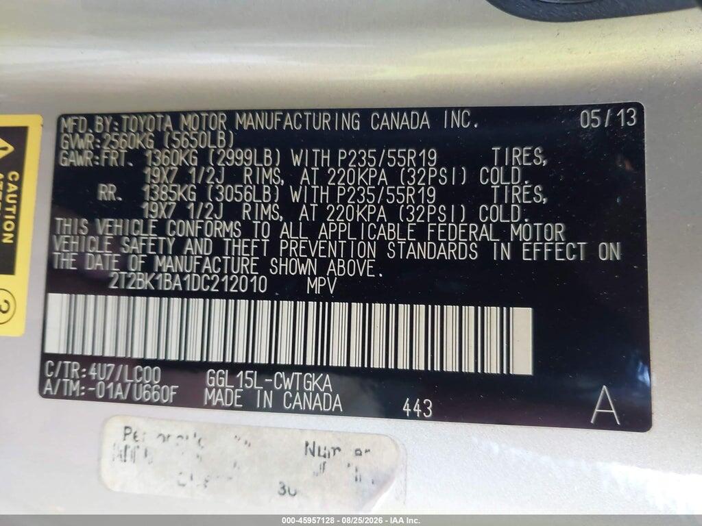 2T2BK1BA1DC212010 2013 LEXUS RX 350 photo no. 9