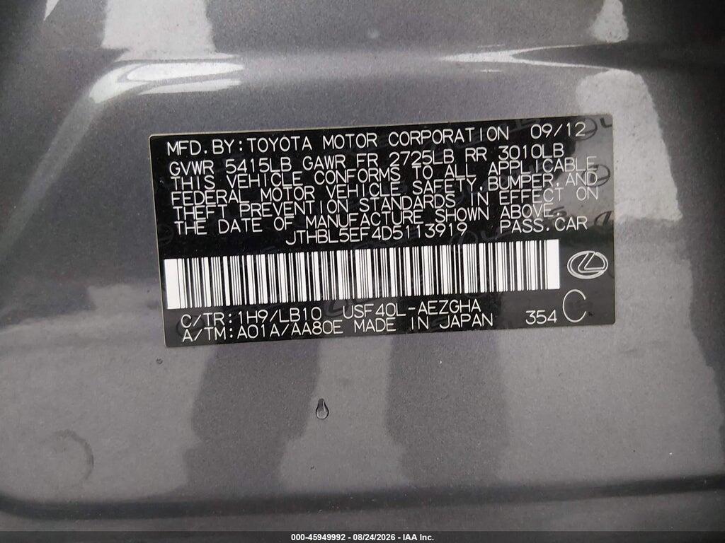JTHBL5EF4D5113919 2013 LEXUS LS 460 photo no. 9