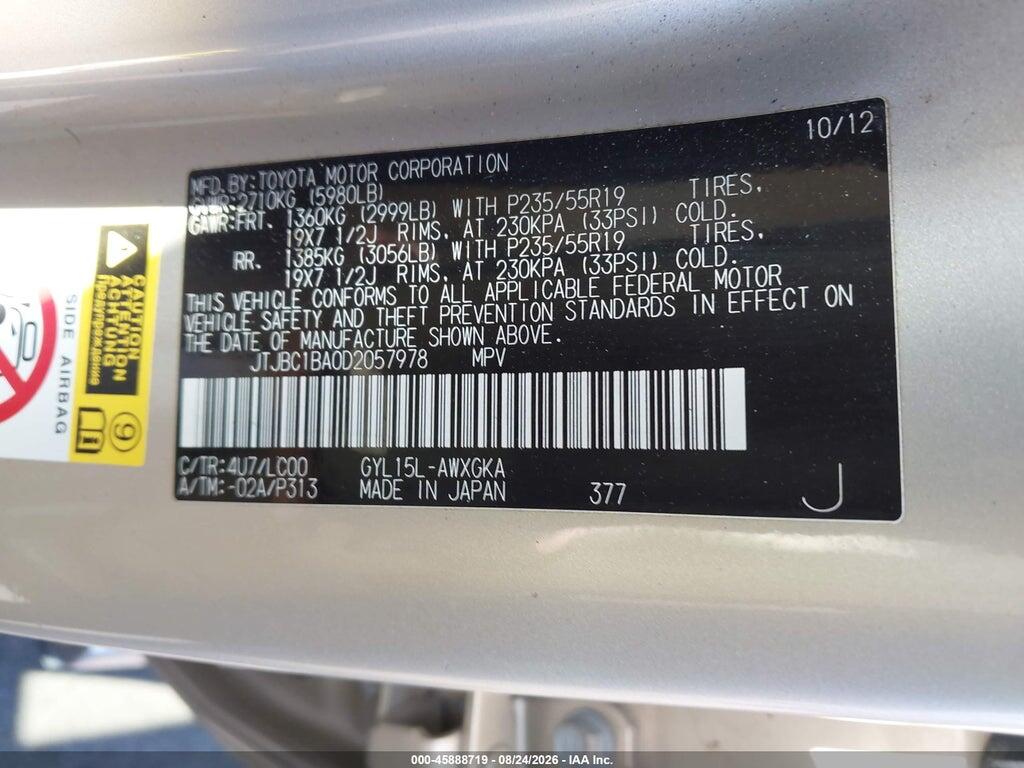 JTJBC1BA0D2057978 2013 LEXUS RX 450H photo no. 9